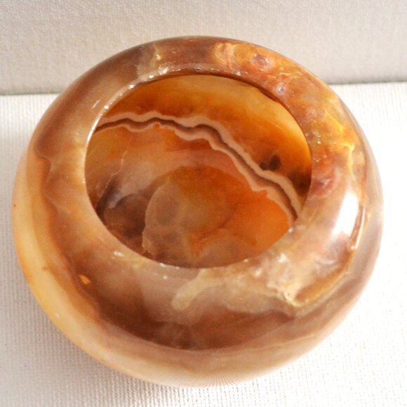 Round Marble Storage And Trinket Jar With Lid Home Decor Vanity Accessory - Picture 4 of 8